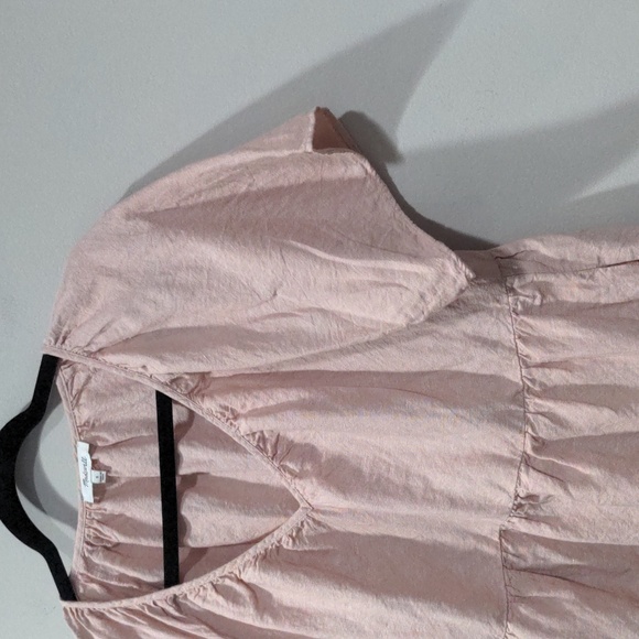 Madewell Linen Blend Lorelei Small Mini Dress Pink V-neck Tiered Summer Boho - Picture 4 of 7